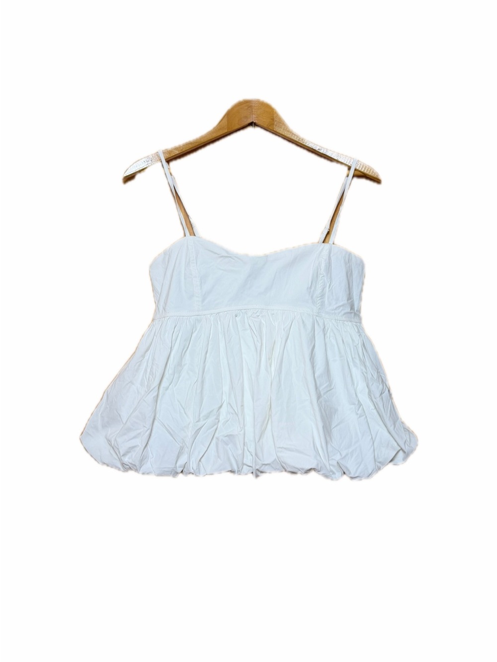 White Spaghetti-Strap Bubble Tank Top